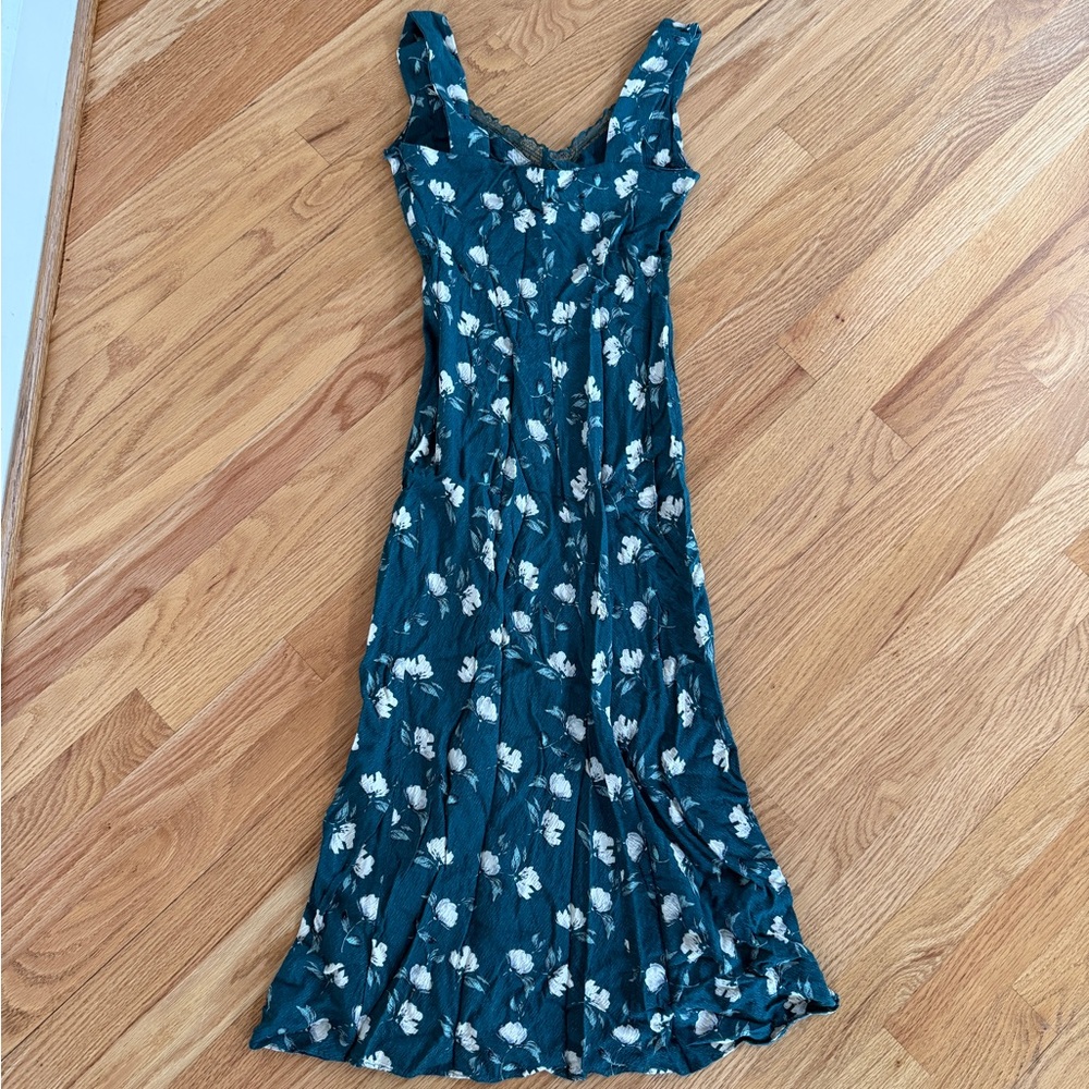 Green dress floral Vintage floral dress, absolutely stunning midi slip dress - Picture 7 of 8